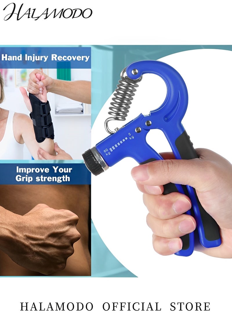 هالامودو مجموعة تمرينات تقوية قبضة اليد مع قبضة يد قابلة للتعديل وقبضة ساعد وقبضة يد مقاومة قابلة للتعديل ومشد للأصابع وحلقة قبضة وكرة قبضة لتخفيف التوتر - Image 4