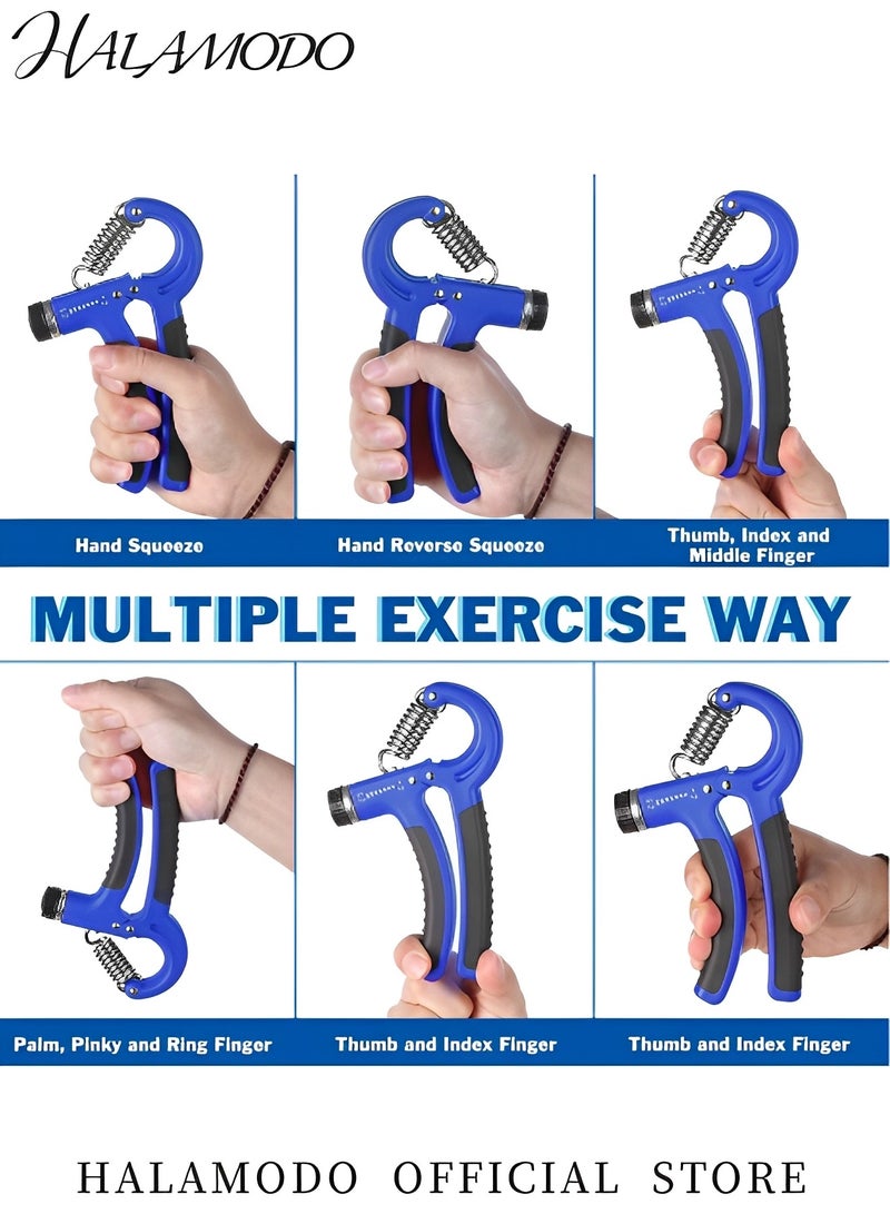 هالامودو مجموعة تمرينات تقوية قبضة اليد مع قبضة يد قابلة للتعديل وقبضة ساعد وقبضة يد مقاومة قابلة للتعديل ومشد للأصابع وحلقة قبضة وكرة قبضة لتخفيف التوتر - Image 5