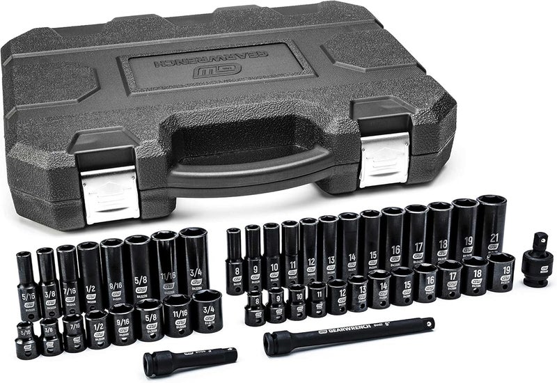 GEARWRENCH 44 Pc 38 Drive 6 Point Standard  Deep Impact SAEMetric Socket Set  84916N - Image 1