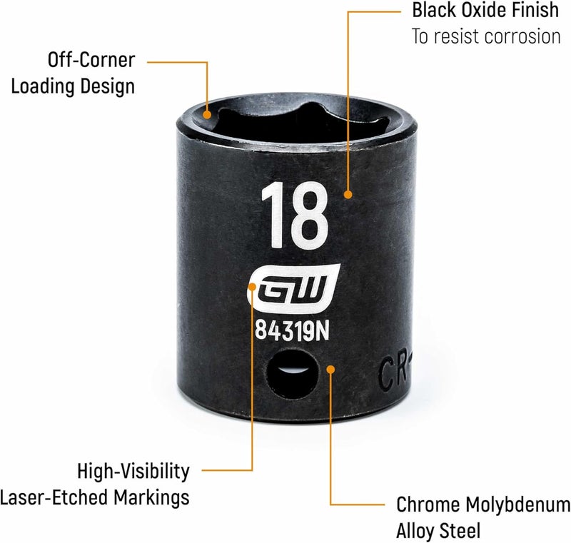 GEARWRENCH 44 Pc 38 Drive 6 Point Standard  Deep Impact SAEMetric Socket Set  84916N - Image 3