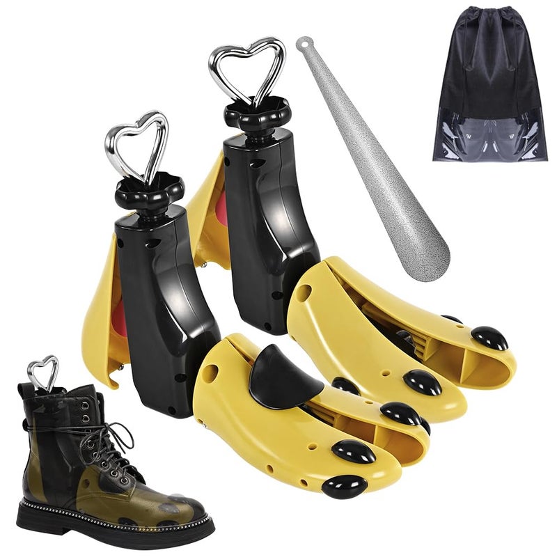 eachway Shoe Stretcher Women Men Professional Boot Stretcher Adjustable Width Length for Wide Feet L Wms 1114mens 1014 Yellow 2pcs