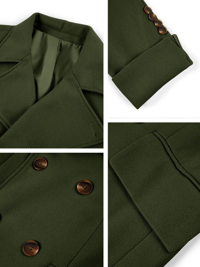 Runcati Mens Trench Coat Notch Lapel Slim Fit Double Breasted Long Pea Coat Winter Warm Overcoat - Image 5