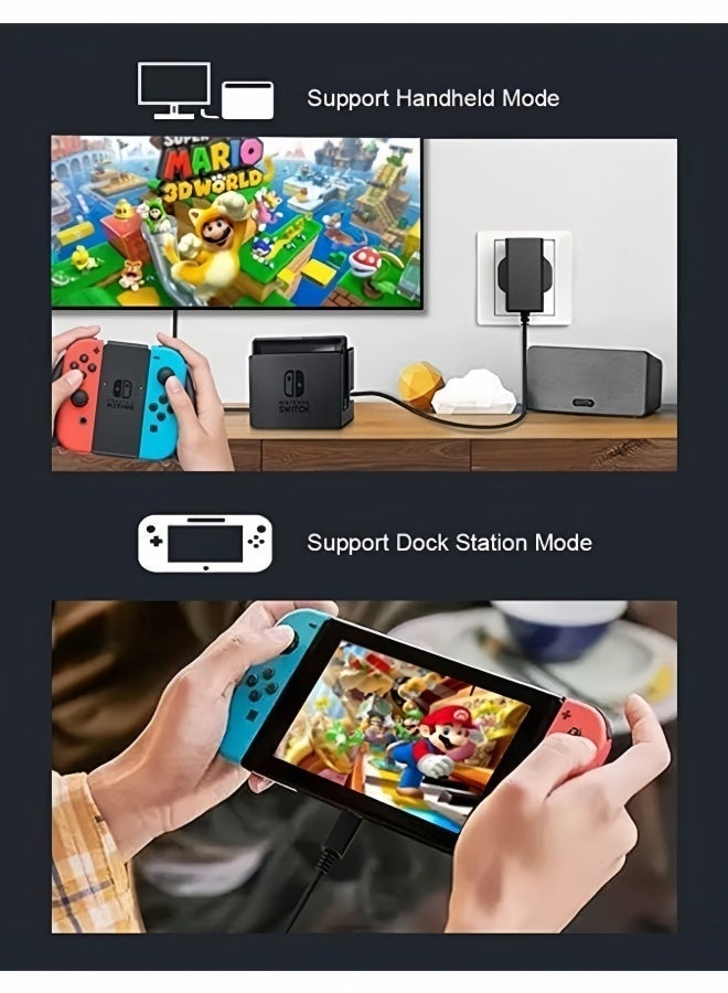 YINPAGE For Nintendo Switch Charger Cable Ac Power Adapter for Switch lite, Dock, OLED, Pro Controller UK Plug 15V 2.6A Fast Charging Support TV Mode - Image 4