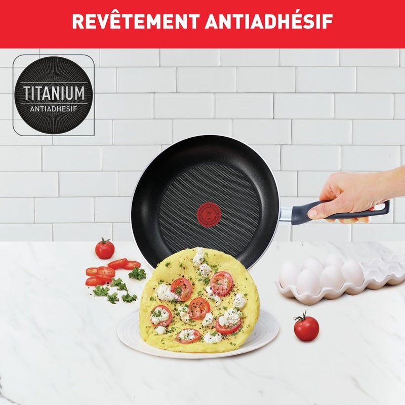 T-fal TEFAL Cookware Set of 9 PCs |Super Cook| frypan 24 cm/wokpan 28 cm/stewpots 22/24 cm/spoon/slotted spoon/slotted spatula | Aluminium Non-Stick with Thermo Signal | Black | 2 Years Warranty | B459S984 - Image 3