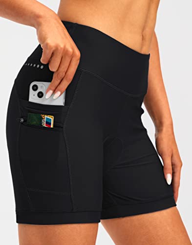 Bikewa Women's 4D Padded Bike Shorts Padding Riding Underwear Cycling Bicycle Road Mountain Biking Cycle Shorts for Women with Zipper Pockets(Black,S) - Image 2