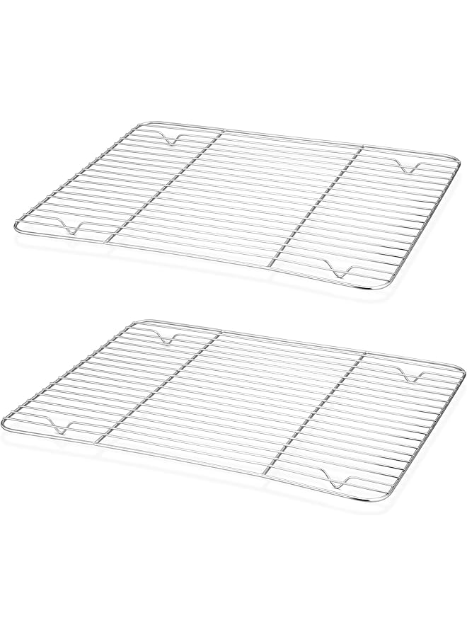 S-TOP Cooling Rack, Stainless Steel, Cake Rack, Set of 2, Rectangular Baking Rack for Baking, Roasting, Cooling, Grilling, Healthy and Durable, Rustproof and Dishwasher Safe, 38.7 x 28.3 x 1.5 cm - Image 1