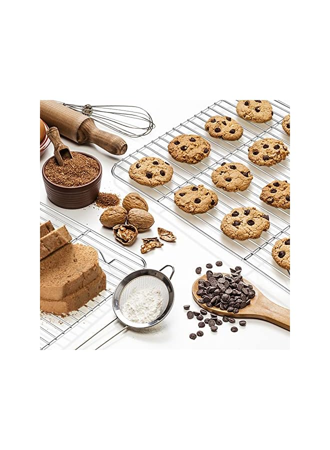 S-TOP Cooling Rack, Stainless Steel, Cake Rack, Set of 2, Rectangular Baking Rack for Baking, Roasting, Cooling, Grilling, Healthy and Durable, Rustproof and Dishwasher Safe, 38.7 x 28.3 x 1.5 cm - Image 4