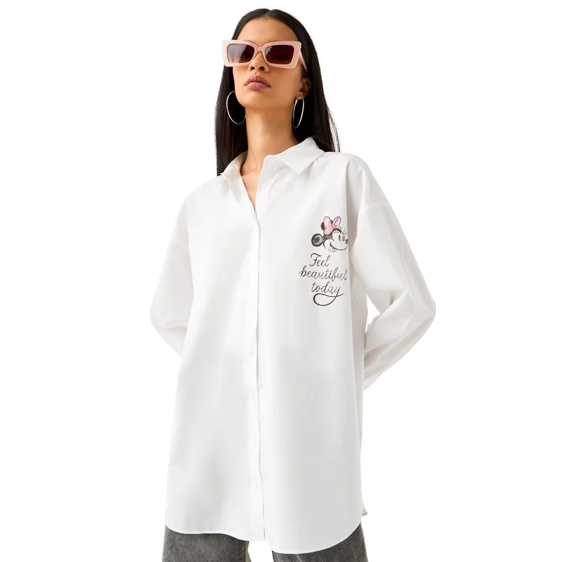 اس بي كاركترز Minnie Mouse Print Oversized Shirt