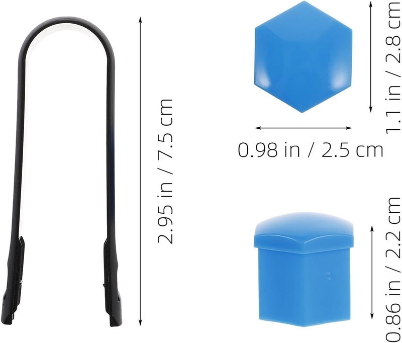 Universal 19mm Blue Glossy Wheel Nut Caps 20pcs with Black Clip Plastic Hub Cover Tire Valve Stem Protection for Cars and Trucks - Image 2