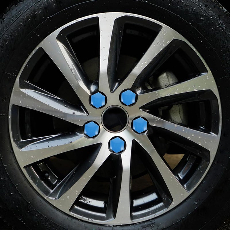 Universal 19mm Blue Glossy Wheel Nut Caps 20pcs with Black Clip Plastic Hub Cover Tire Valve Stem Protection for Cars and Trucks - Image 4