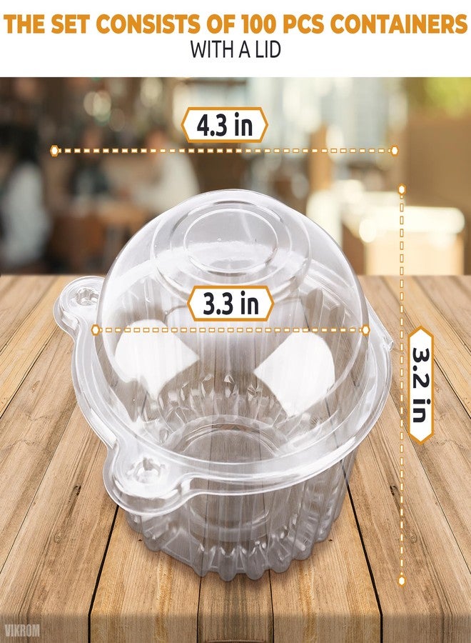 VIKROM 50Pcs Individual Clear Plastic Cupcake Containers - Cupcake Holders with Transparent Lids, Clear Dessert Boxes for Cupcakes, Single Cupcake Box for Holiday Treats, Weddings, Baby Showers and Parties - Image 2