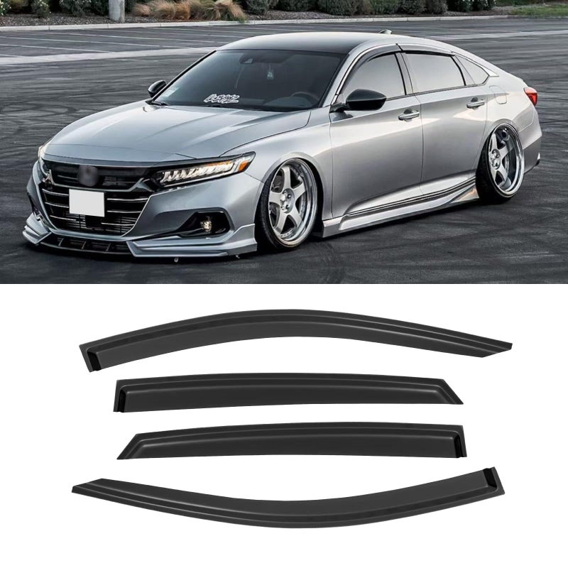 CMVT Auto Rain Guards for 20182023 Honda Accord Sedan OutChannel Window Visor Shields Vent Deflector Shade Wind Dark Smoke 2019 2020 2021 2022 18 19 20 21 22 23 TapeOn OutsideMount 4PCS - Image 3
