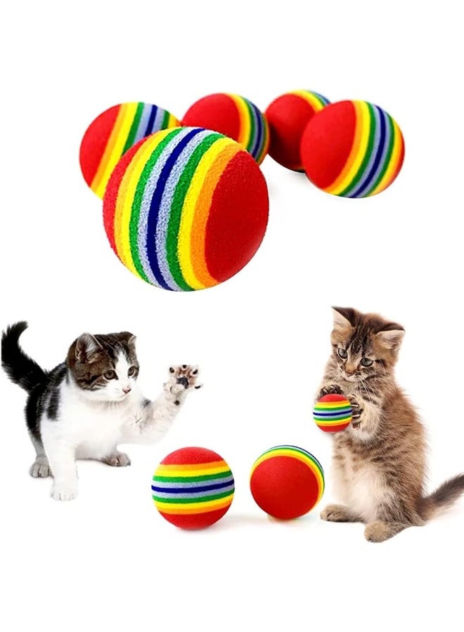 NeoStyle 10 Pcs Rainbow Ball Cat Toy, Interactive Indoor Kittens Favorite Toys, Pet Ball Toys for Cat Puppy Kitty Activity Play Training