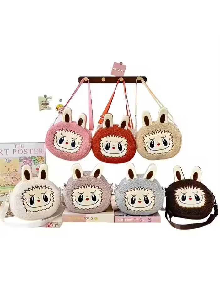 Generic Kawaii Labubu Plush Crossbody Bag – Cute Anime Monster Shoulder Bag for Kids, Large Capacity Cartoon Character Purse, Soft Plush Travel Bag for Boys & Girls, Adjustable Strap, Perfect Gift for Toddlers - Image 3