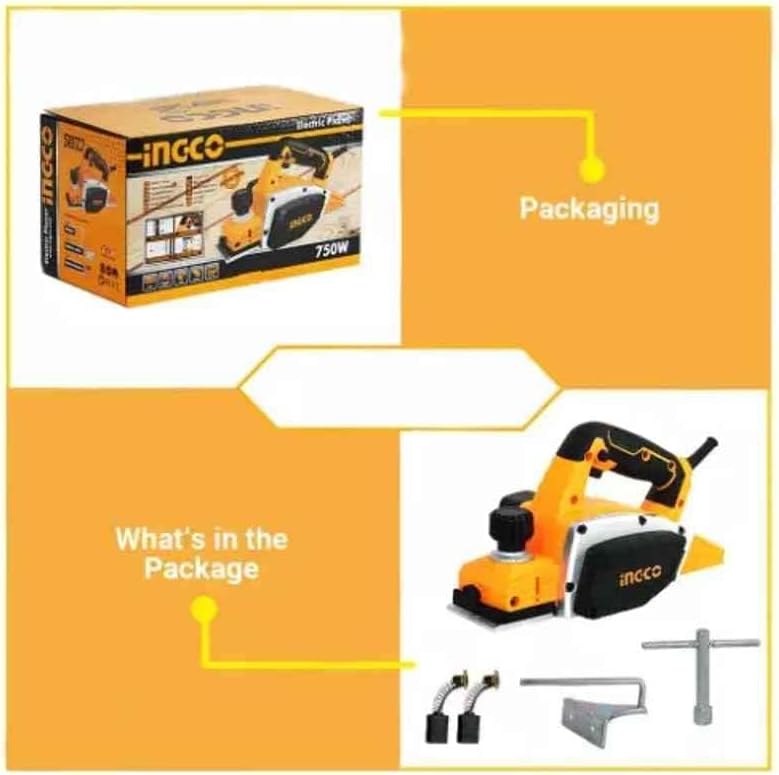 INGCO Electric Wood Planer 750W with 82mm Width and 17000 RPM - Image 2