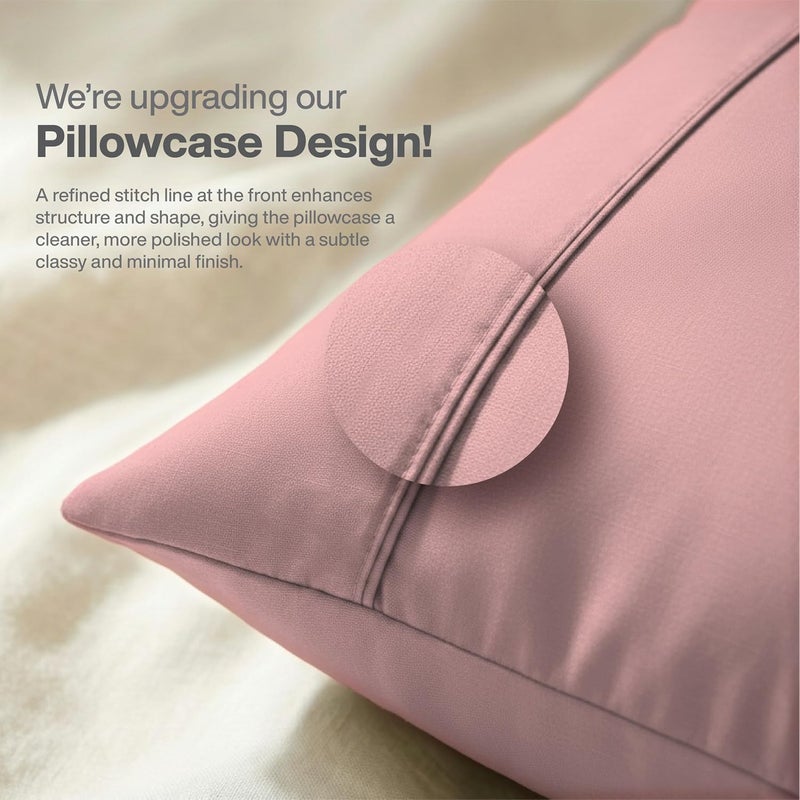 Standard Pillow Cases Set of 2, Cooling, Envelope Closure, Easy Care, Comfortable, Breathable Soft Microfiber, Wrinkle Free Standard Size Pillow Covers, 20x26 Inches, Dusty Rose - Image 3