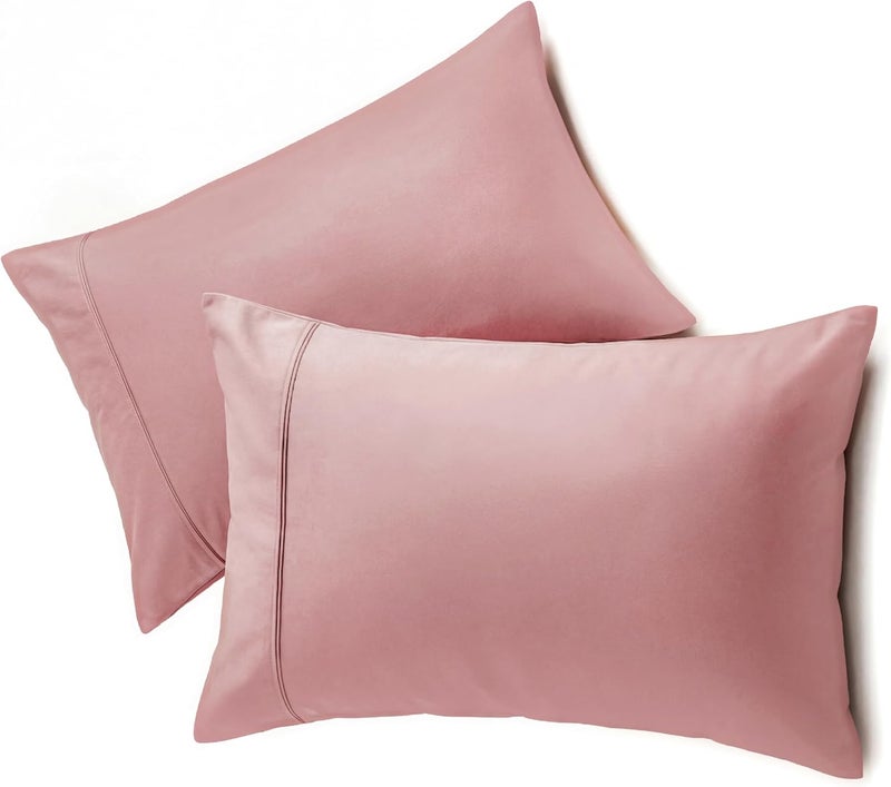 Standard Pillow Cases Set of 2, Cooling, Envelope Closure, Easy Care, Comfortable, Breathable Soft Microfiber, Wrinkle Free Standard Size Pillow Covers, 20x26 Inches, Dusty Rose - Image 1