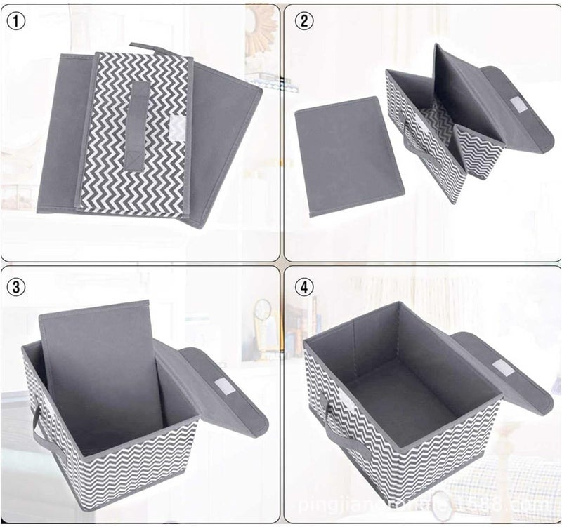 BRAVIK BRAVIK 3 Pcs Clothes Organizer Storage Box for Wardrobe Foldable Storage Bin with Lid and Handle Storage Box for Wardrobe Saree Shirts and Blankets - Image 5
