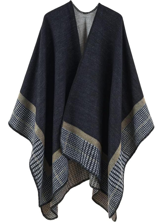 KOWVOWZ Women's Shawl Wrap Winter Fall Poncho Retro Style Vintage Pattern Cape Wraps Lightweight Open Front Sweater Cardigan - Image 1