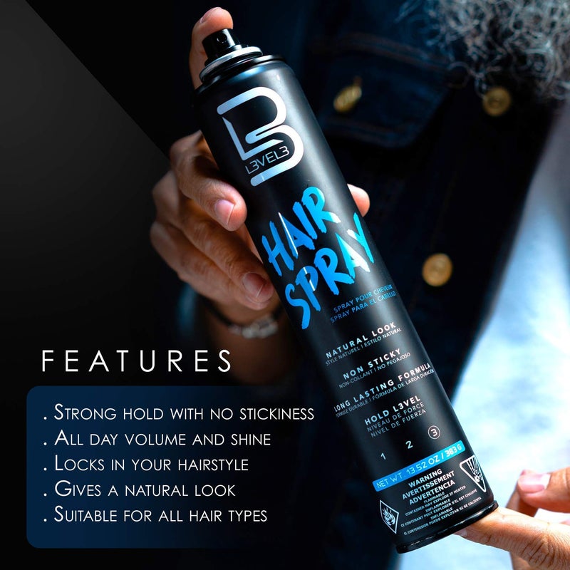 Level 3 L3 Level 3 Hair Spray - Long Lasting and Strong Hold - Great for Men and Women - Level Three - Suitable for All Hair Types (Hair Spray, 12.95 Fl Oz (Pack of 1) - Image 2