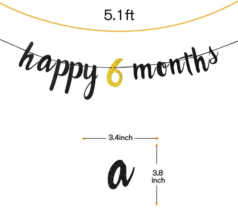 Festiko Happy 6 Months Birthday Decoration Combo - Half Birthday Party Decor for 1/2 Year Celebration (Happy 6 Month Combo-4) | Black - Image 5