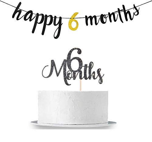 Festiko Happy 6 Months Birthday Decoration Combo - Half Birthday Party Decor for 1/2 Year Celebration (Happy 6 Month Combo-4) | Black - Image 1