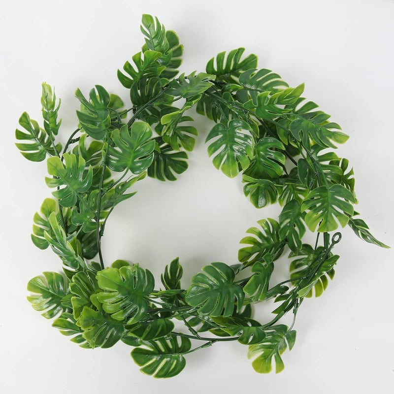 Dekorly Artificial Monstera Leaf Vines 2Pcs 4FT Fake Hanging Plants Ivy Palm Leaves Greenery Vines Faux Tropical Monstera Garland for Garden Porch Patio Jungle Party Indoor Outdoor Décor - Image 2