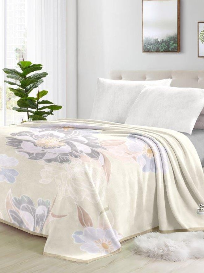 VALENTINI 2-Ply Printed Blanket King 200X240Cm - Stone