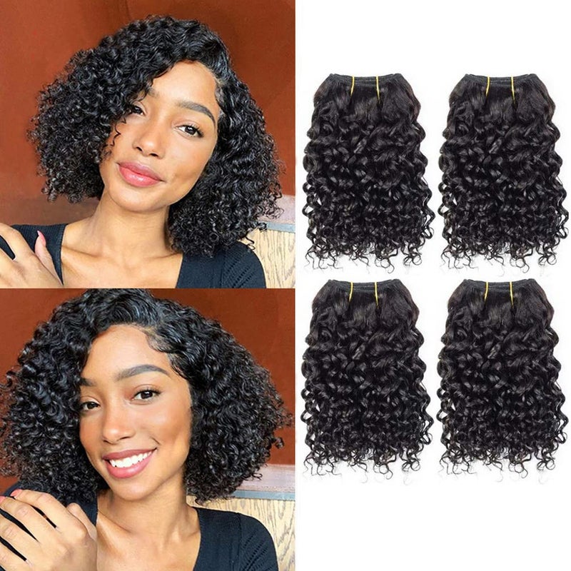 Jinhongze Human Hair Bundles Kinky Curly Bundles Human Hair Curly Wave Hair 4 Bundles Human Hair 50 GramBundle 8A Unprocessed Kinky Curly Wave Bundles 8 8 8 8 1b