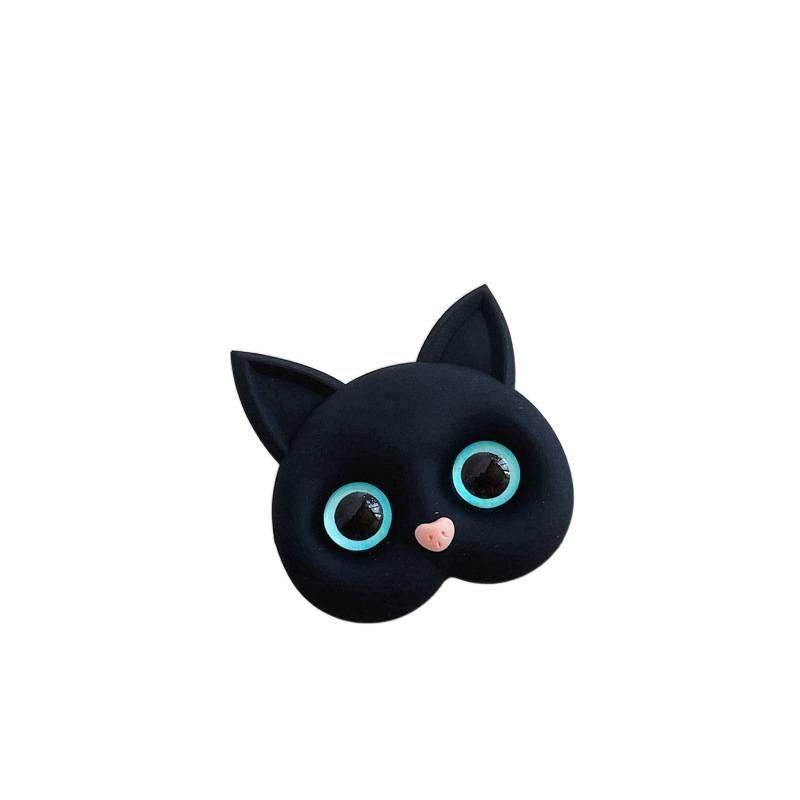 Phone Holder Silicone Cute Cat with Rotating View for Fits Most Smartphones Black for Home Office - Image 1