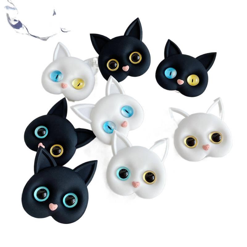 Phone Holder Silicone Cute Cat with Rotating View for Fits Most Smartphones Black for Home Office - Image 2