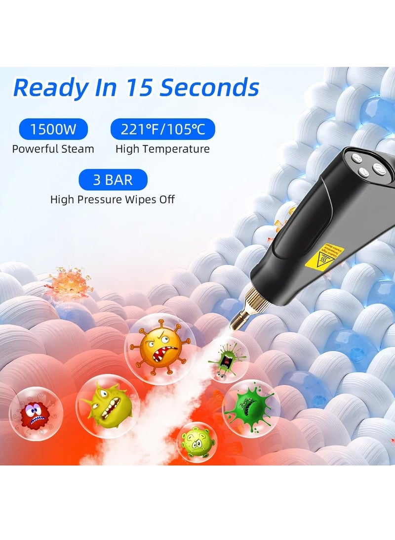 ET-LIFE Steam Cleaner, 4.5Bar Pressurized Steamer for Cleaning, Multi-Purpose Steamer for Home, Handheld Steam Cleaner, with 6pcs Accessories, Car Steamer, Portable Steam Cleaner for Kitchen, Bathroom, Tile - Image 3