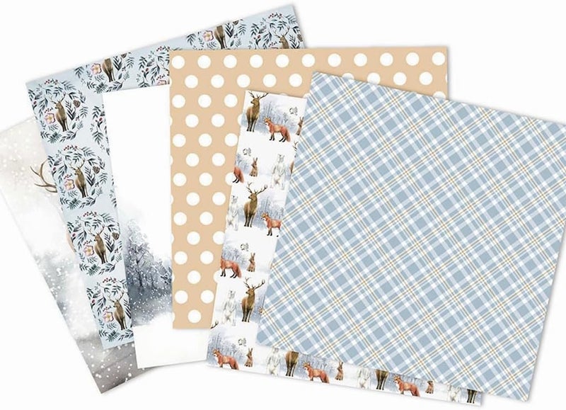 DESEACO Winter Woodland Scrapbook Paper Pad 6x6 Inch – 24 Sheets (12 Double-Sided Designs) | Deer, Fox, Polar Bear, Plaid & Holiday Pattern Cardstock for Card Making, Scrapbooking & Junk Journals - Image 3