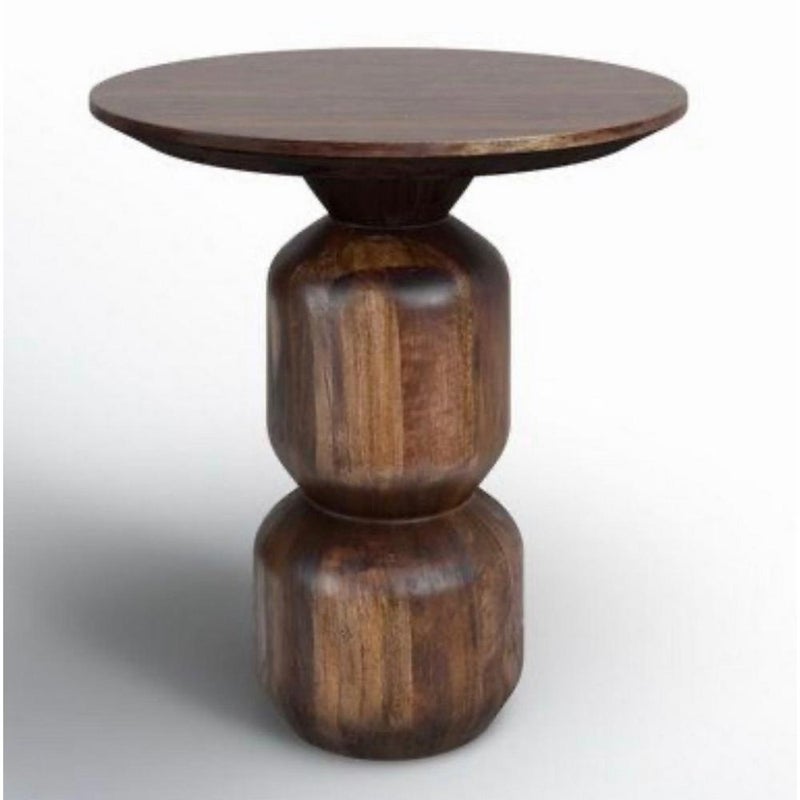 Betak Natural wood and walnut veneer side table, brown - 40 x 40 x 60 cm - Image 1