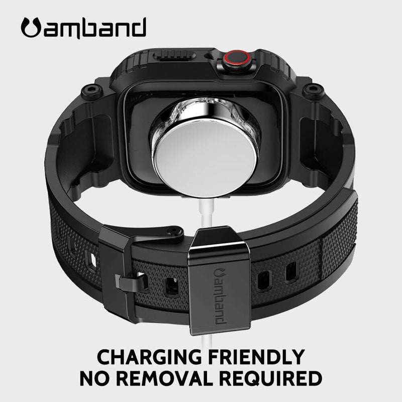 amBand Bands Compatible with Apple Watch 9/8/7/SE (3/2/1)/6/5/4/3 41mm/40mm/38mm Case Men, M1 Sport Series Rugged Case TPU Strap Military Protective Cover Bumper for iWatch 41/40 mm 38mm Men Black - Image 5