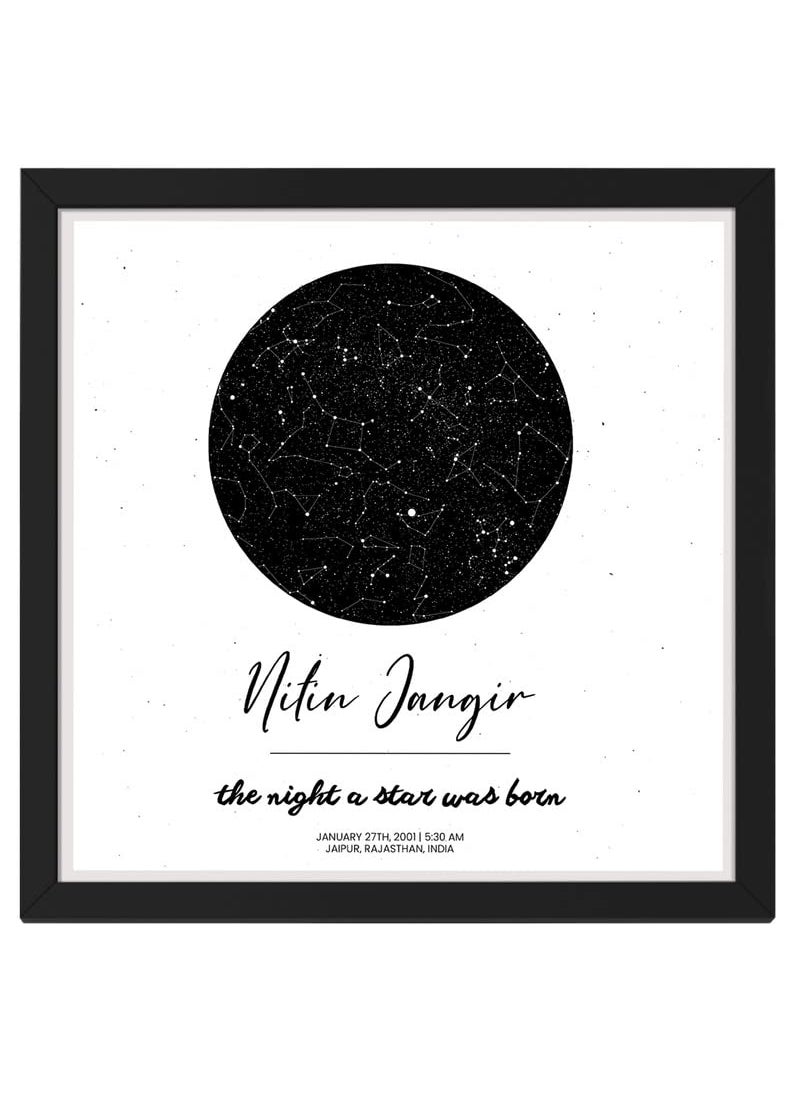 Ritwika's Ritwikas Personalized Zodiac Starmap Position Customized Constellations With Your Name Message Date Place Frame with Asterism For Table Desk Size 95 x 95 Inch Black White Set of 1 