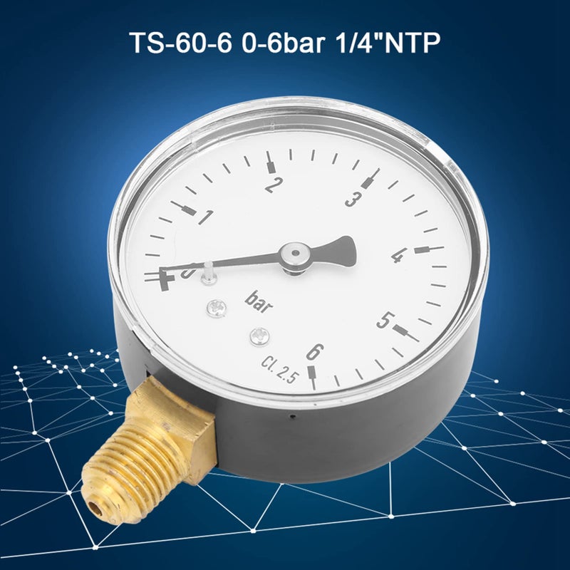 1 4 Inch NPT Side Mount Hydraulic Pressure Gauge Manometer 0 To 6 Bar Measurement Range - Image 5