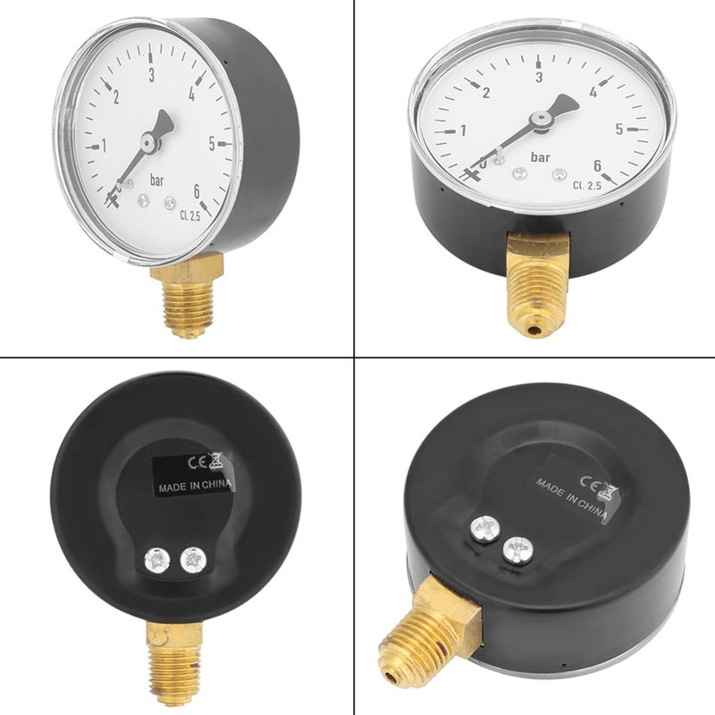 1 4 Inch NPT Side Mount Hydraulic Pressure Gauge Manometer 0 To 6 Bar Measurement Range - Image 3