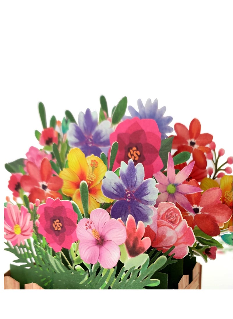 Generic - 3D Pop-Up Greeting Card with Artificial Plants and Flowers for Anniversaries, Weddings, and Birthdays - Image 1