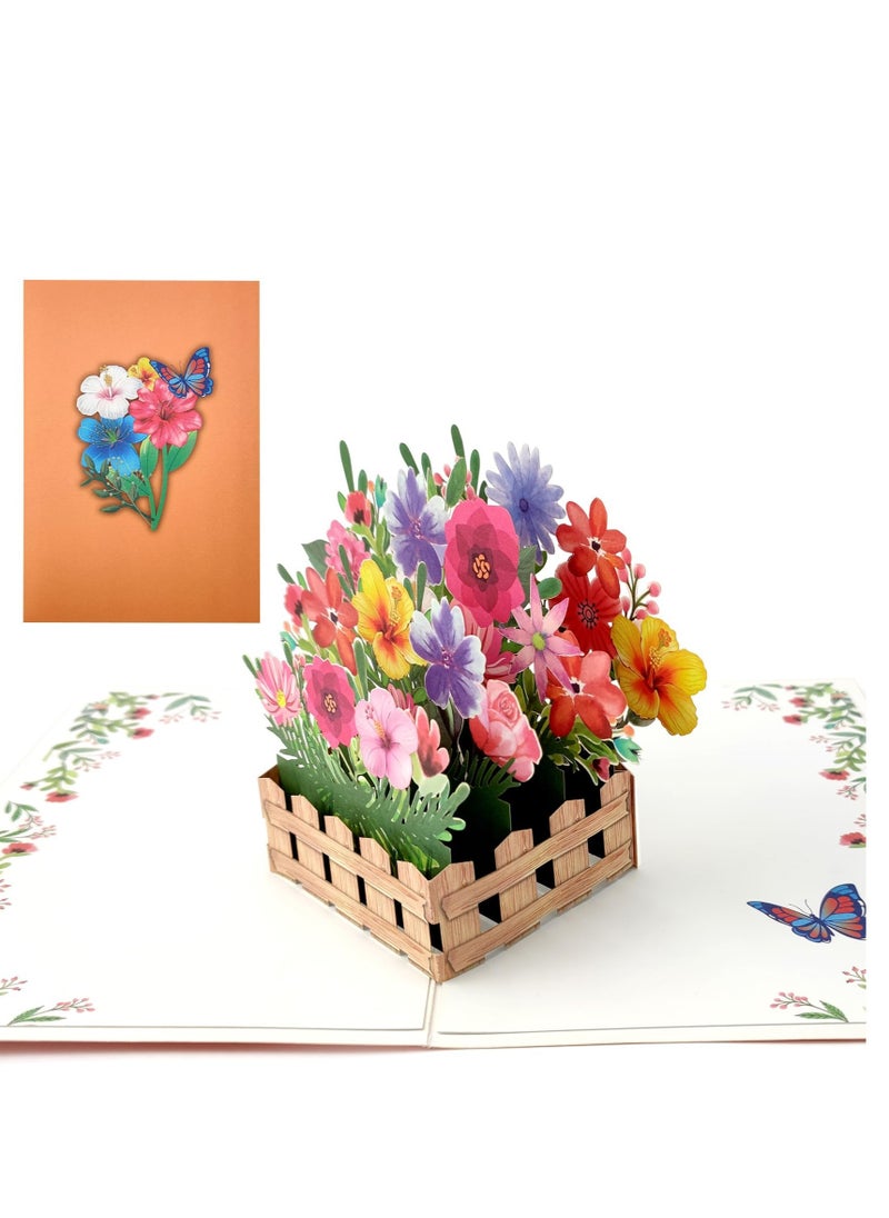 Generic - 3D Pop-Up Greeting Card with Artificial Plants and Flowers for Anniversaries, Weddings, and Birthdays - Image 1