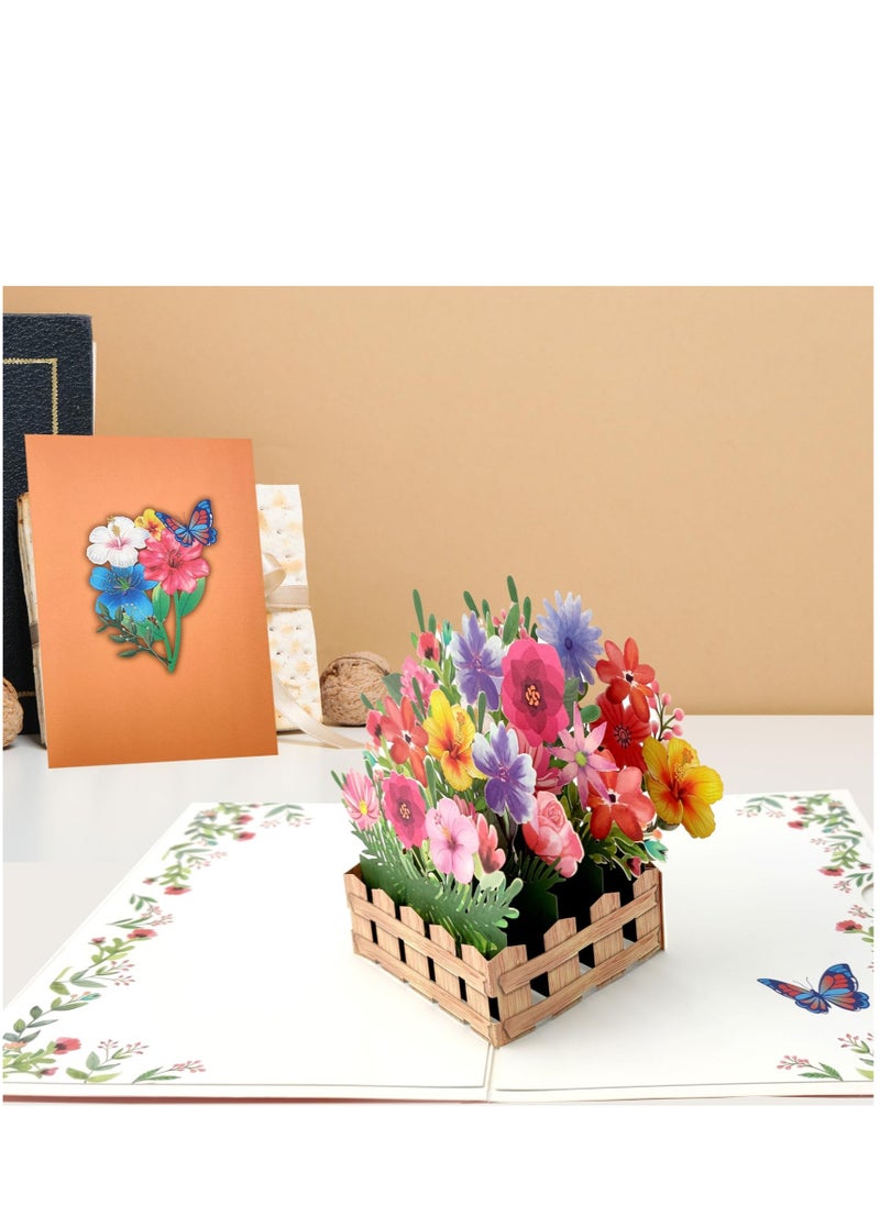 Generic - 3D Pop-Up Greeting Card with Artificial Plants and Flowers for Anniversaries, Weddings, and Birthdays - Image 1