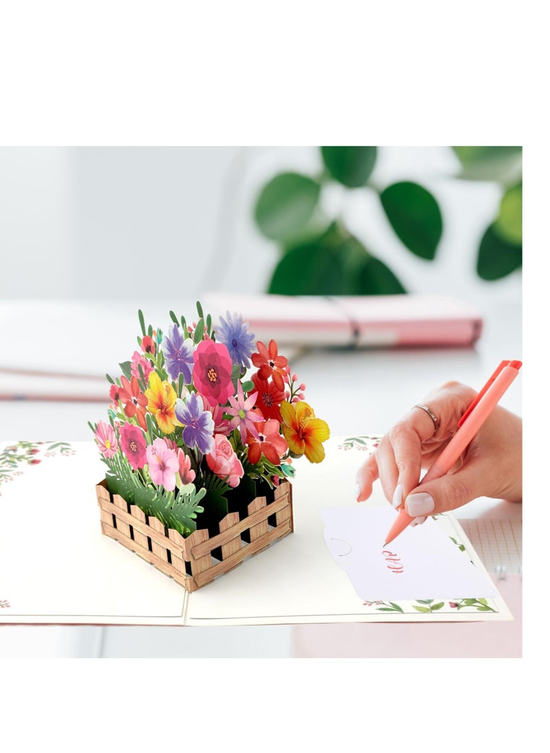 Generic - 3D Pop-Up Greeting Card with Artificial Plants and Flowers for Anniversaries, Weddings, and Birthdays - Image 1