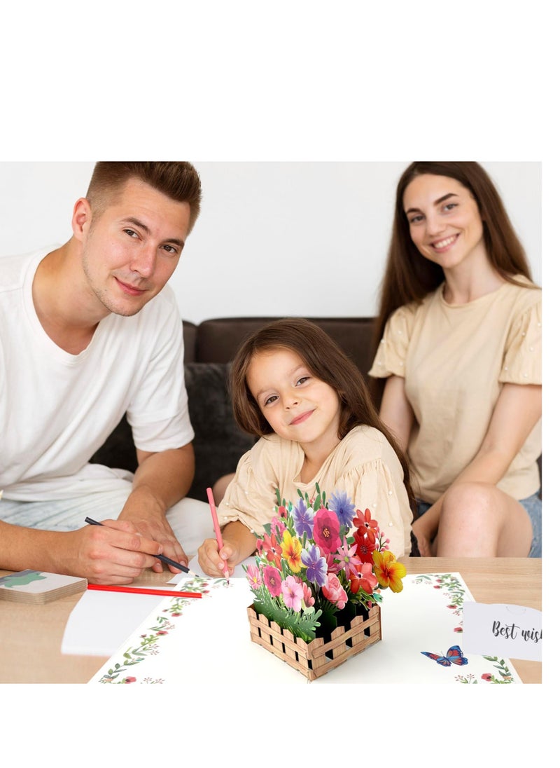 Generic - 3D Pop-Up Greeting Card with Artificial Plants and Flowers for Anniversaries, Weddings, and Birthdays - Image 1