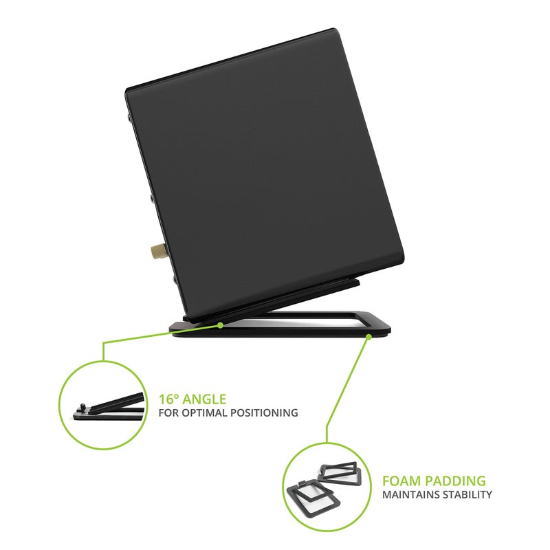 Kanto S2 Tilted Desktop Speaker Stands for Small Speakers & Compact 2â€-3â€ Studio Monitors | Supports 6 lbs | Damping Foam Padding | Pair | Black - Image 3