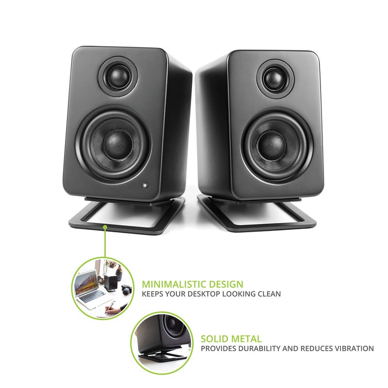 Kanto S2 Tilted Desktop Speaker Stands for Small Speakers & Compact 2â€-3â€ Studio Monitors | Supports 6 lbs | Damping Foam Padding | Pair | Black - Image 2