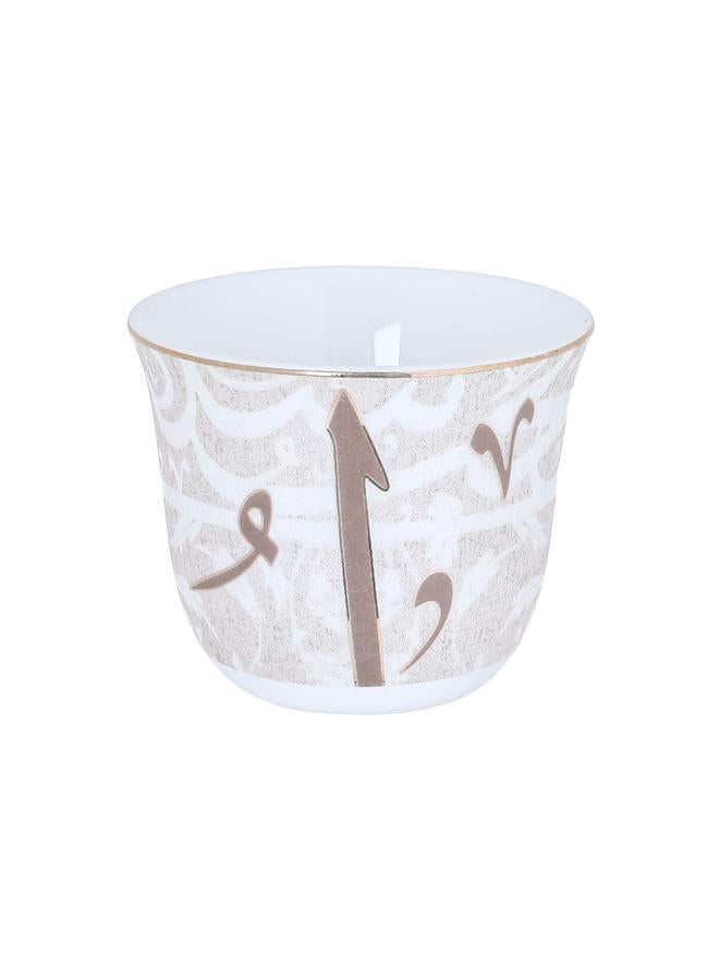 Alsaif Porcelain + Glass Tea Serving Set 29 Pieces Arabic Pattern White - Image 4