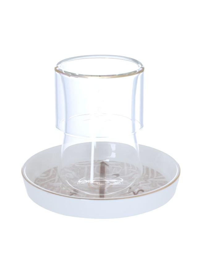 Alsaif Porcelain + Glass Tea Serving Set 29 Pieces Arabic Pattern White - Image 3