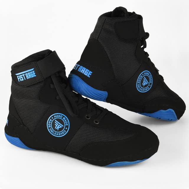 FISTRAGE FR FISTRAGE Wrestling Shoes Fighting Sports Master Training Mesh and Rubber Sole Unisex Pro Men's and Youth Genuine Boot Light Weight | Combat Footwear for Adults (Blue-Black, 10) - Image 4