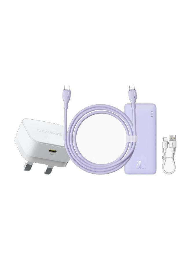 بيسوس حزمة شحن Baseus المتكاملة – كابل Pudding 100 واط Type-C + باور بانك Airpow 20 واط + شاحن جداري PD 20 واط – شحن سريع لجميع أجهزة iPhone, Samsung, MacBook و iPad - Image 1