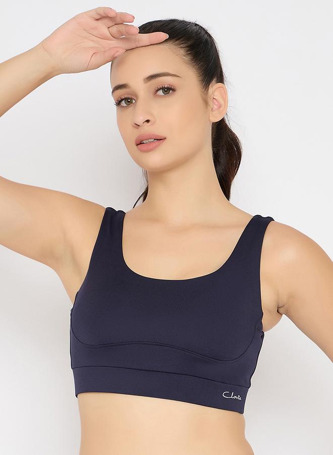 Clovia Navy Medium Impact Sports Bra with Removable Cups - Image 1